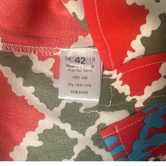 Daniela Corte Vibrant Red and Green Women's Blouse - Picture 3 of 7